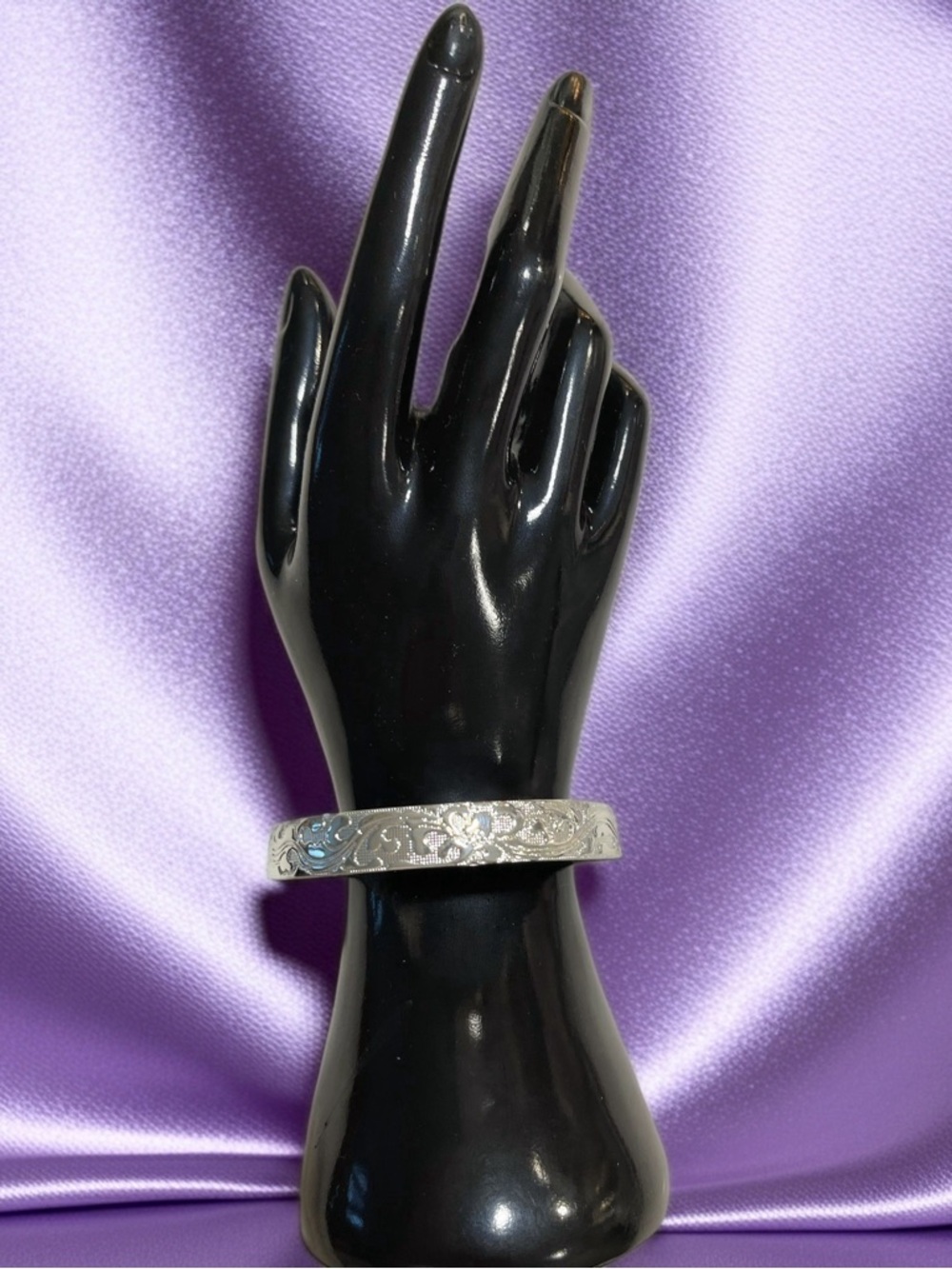 Silver Floral Engraved Women’s Bracelet